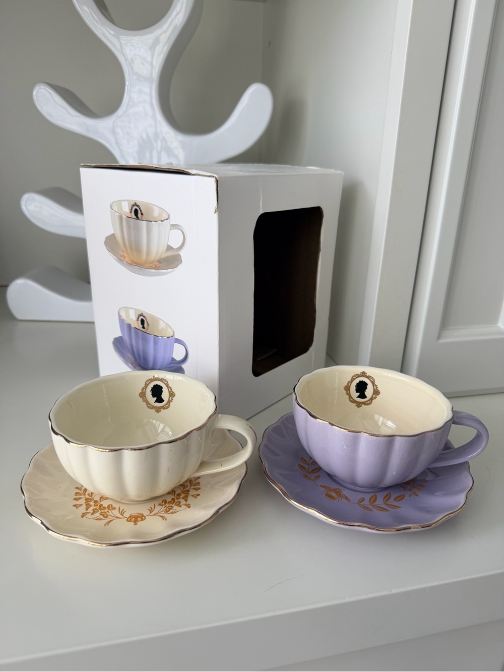 BRIDGERTON X PRIMARK Netflix Teacups With Saucers BRAND NEW Two Pack Shabby Chic